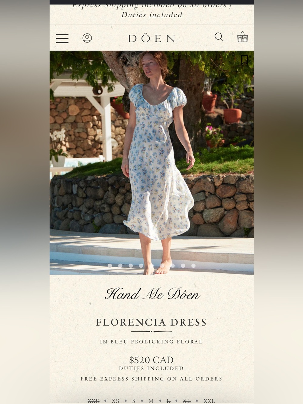 NWOT Doen Florencia Silk Midi Cottagecore Dress In Romantic Blue Floral Medium - Picture 15 of 15